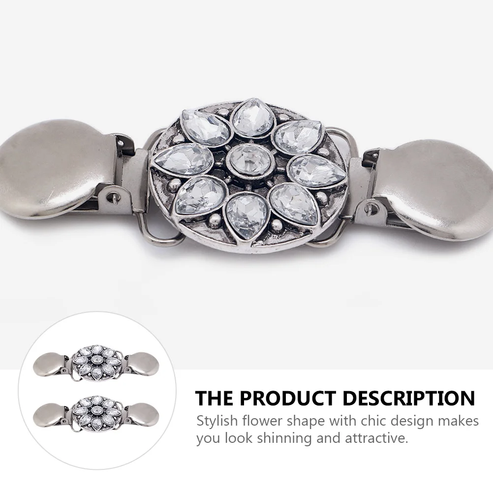 

2Pcs Flower Shaped Cardigan Clips Retro Alloy Brooch Clip Lightweight Brooch Pin Woman Breastpin Safety Pin Cardigan Clip