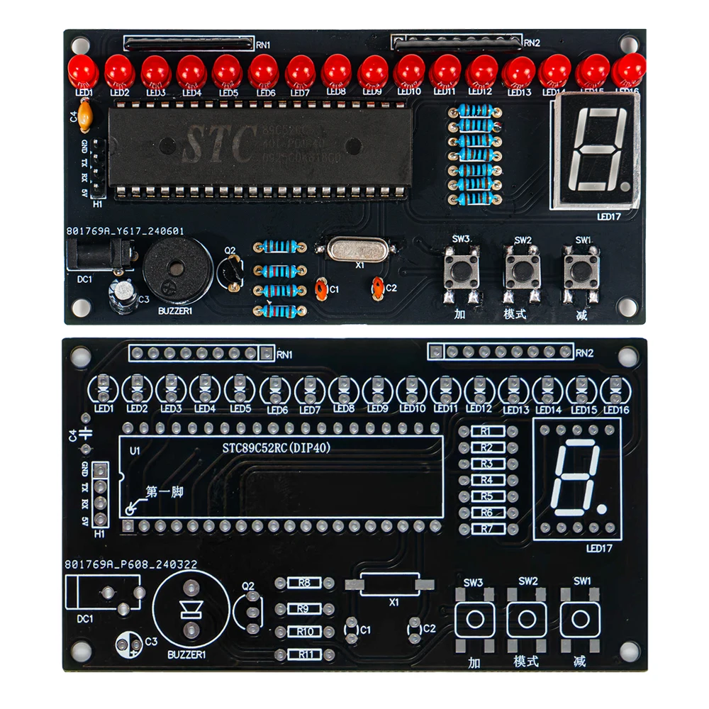 Adjustable Speed LED Music Flowing Light DIY Electronic Kit Multi Form Adjustable STC89C52RC PCB Soldering DIY Practice Kit DC5V