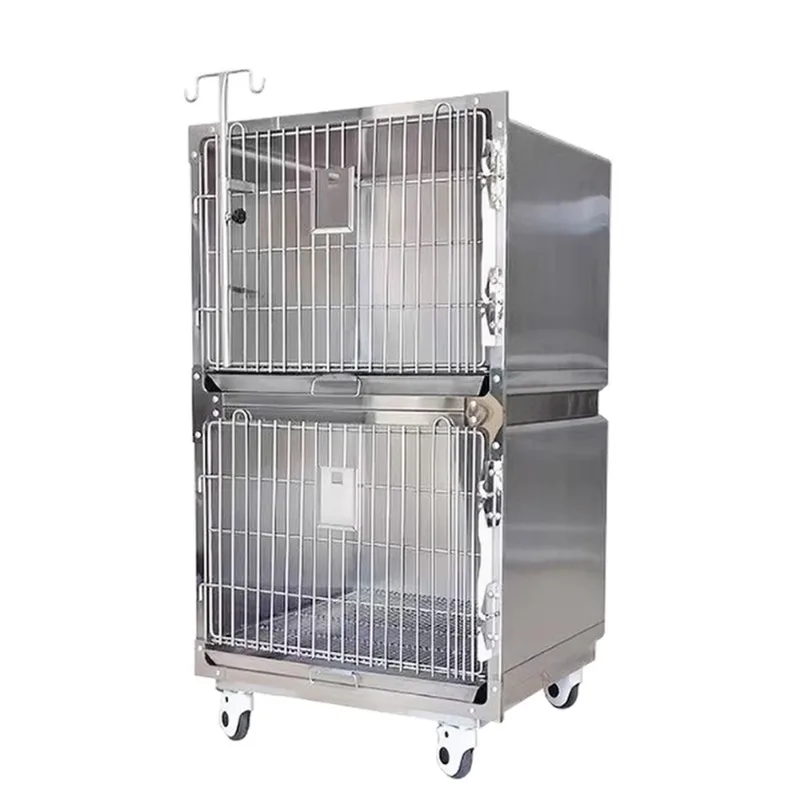

304 Stainless Steel Temperature Humidity Display Veterinary Cage for Hospital Use