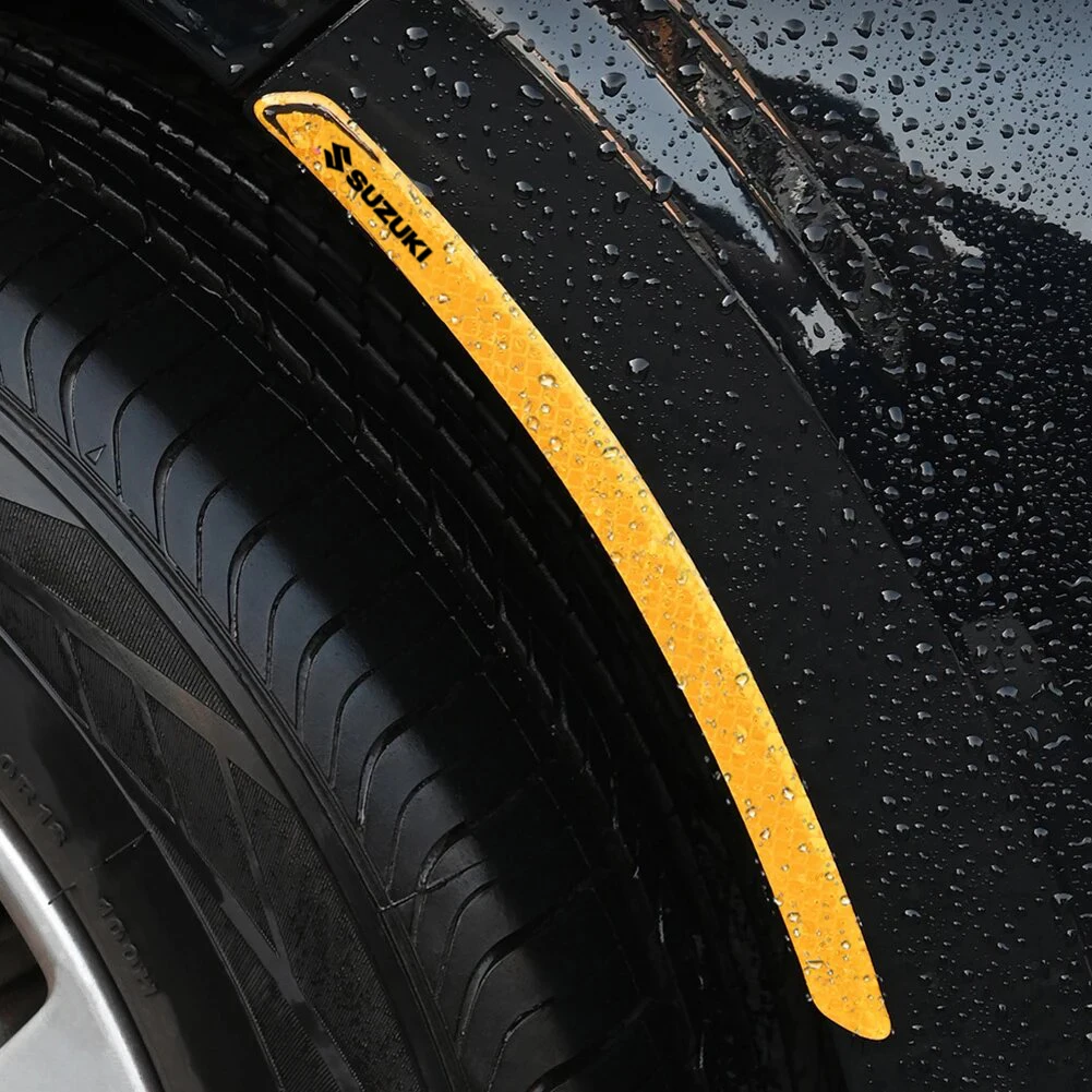 

2Pcs Suzuki Logo Car Wheel Eyebrow Reflective Stickers For Jimny Swift Vitara Sx4 Alto Safety Warning Anti-Scratch Decals