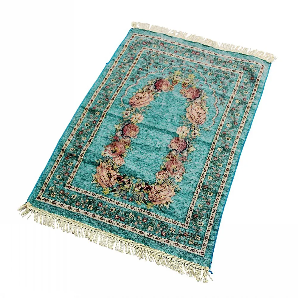 70*110Cm Muslim Islamic Prayer Rug Carpet Mat Kneeling Poly Mat with Vintage Pattern Tassel Eid Rugs Home Living Room Decor