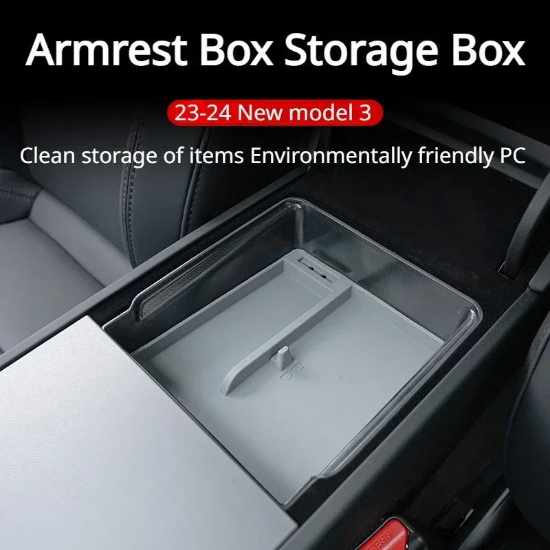 For Tesla Model 3 Highland 2024 Center Console Eyeglasses Storage Case Armrest Organizer Transparent Case Interior Accessories