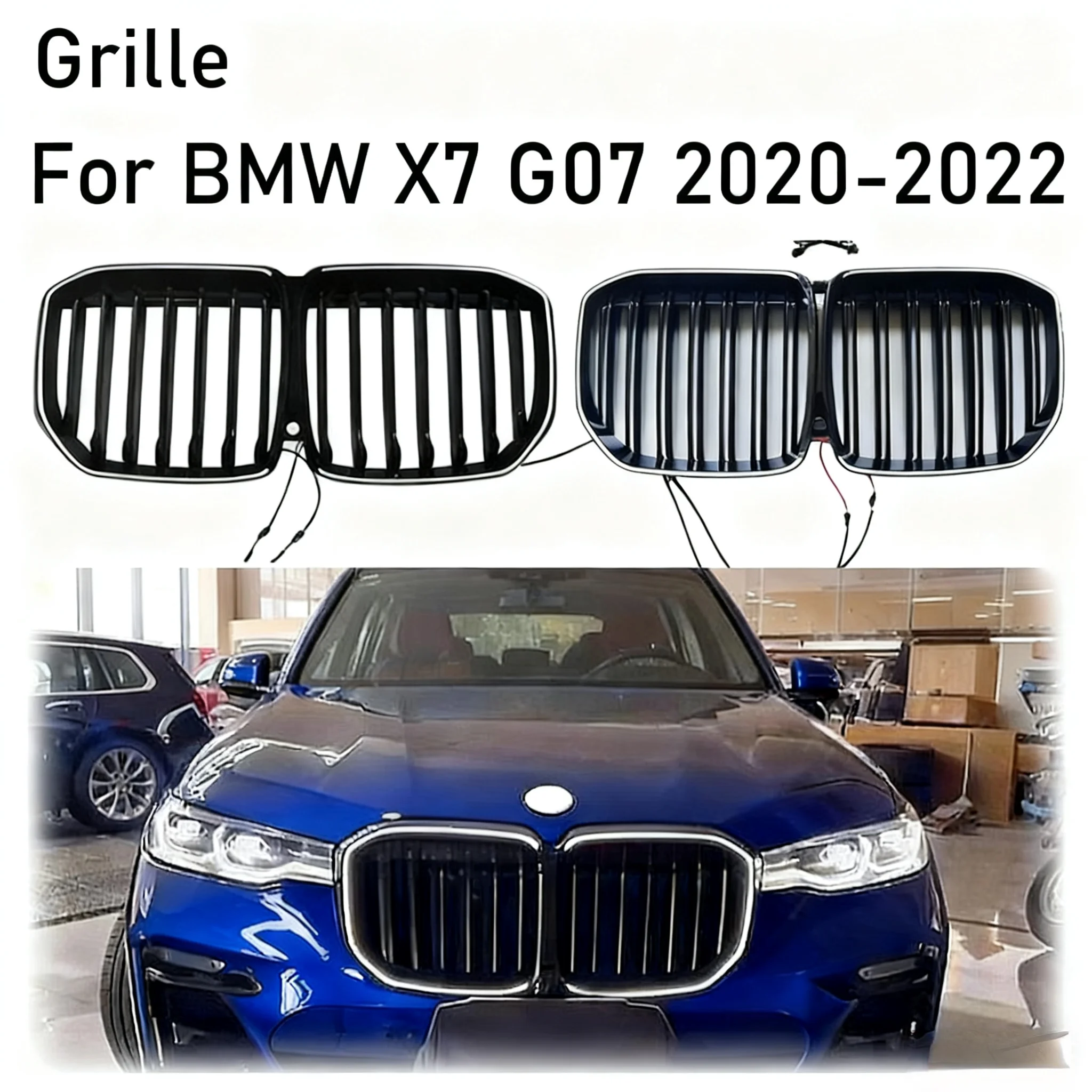 

Для BMW X7 G07 2020-2022 светодиодный светильник, передняя решетка, замена сетки со светодиодными DRL дневными ходовыми огнями, аксессуары для стайлинга автомобилей
