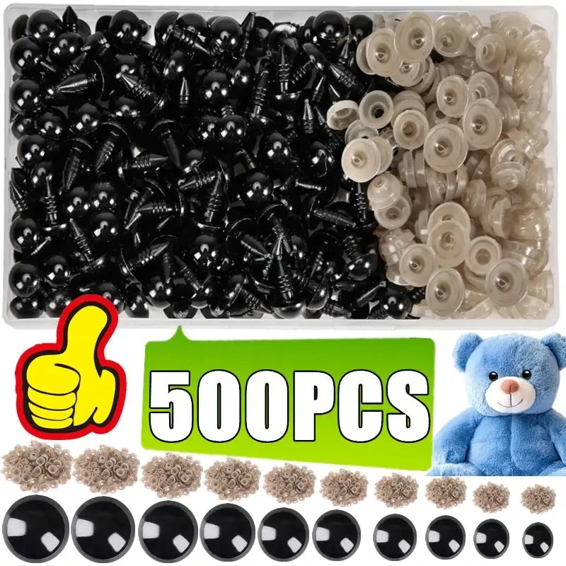 

Wholesale 500PCS 5/6/7/8/9/10/12/14/16/18mm Plastic Safety Eyes For Toys Diy Mix Size Crochet Animal Eye Doll toys Accessories