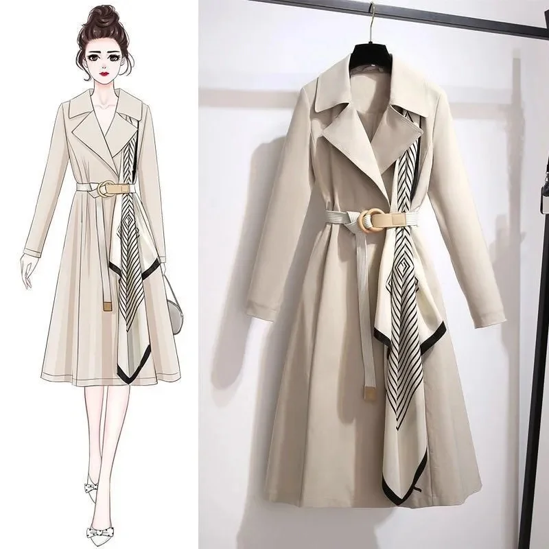 Women's New Slim Mid Length Windbreaker 2025 Autumn Collection Popular Woman Clothing Korean Version Fashion Casual Coat Jacket