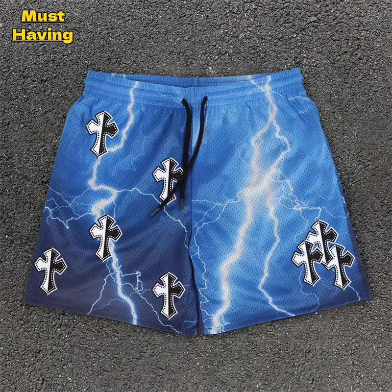 Christian Workout Gym Shorts for Men Angel Cross Print Quick Dry Breathable Shorts with Pockets Athletic Fitness Running Jogging