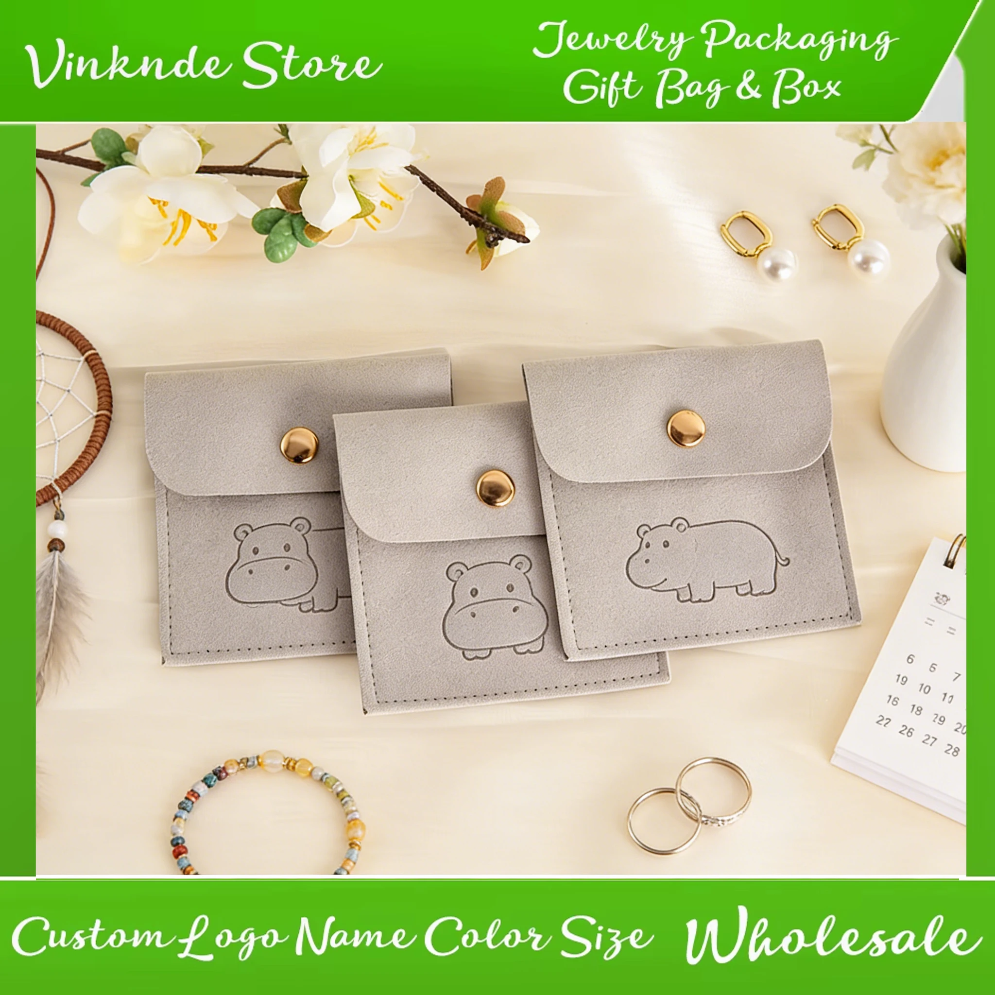 

100pcs Custom Jewelry Pouch 9x9cm Personalized Logo Chic Small Wedding Favor Gift Bags Microfiber Earring Necklace Bracelet Sack