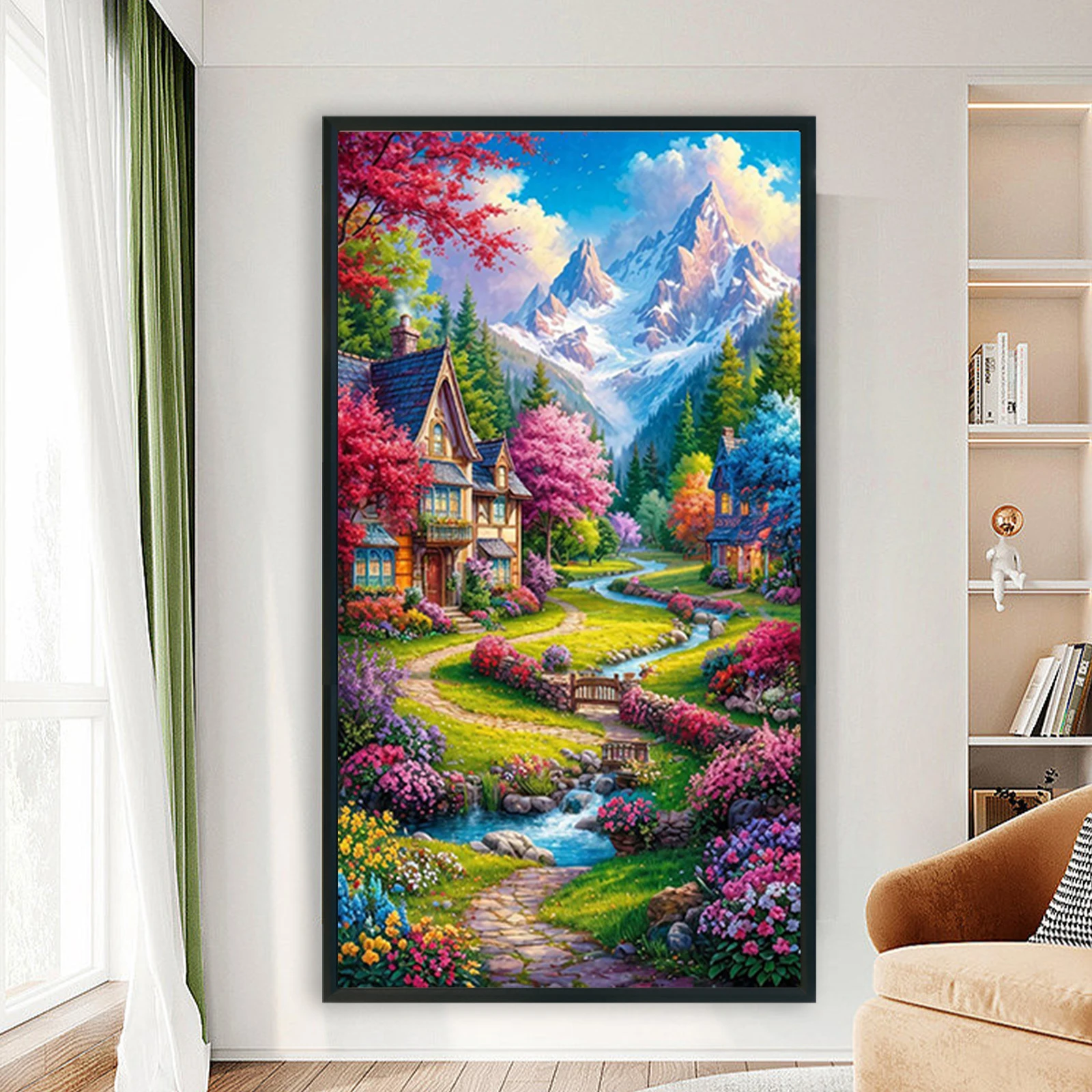 

Landscape Round Full Drill Dimond Art Paintings for Gift Home Wall Decor DIY Gem Art Diamond Painting Kits 15.6x27.3in