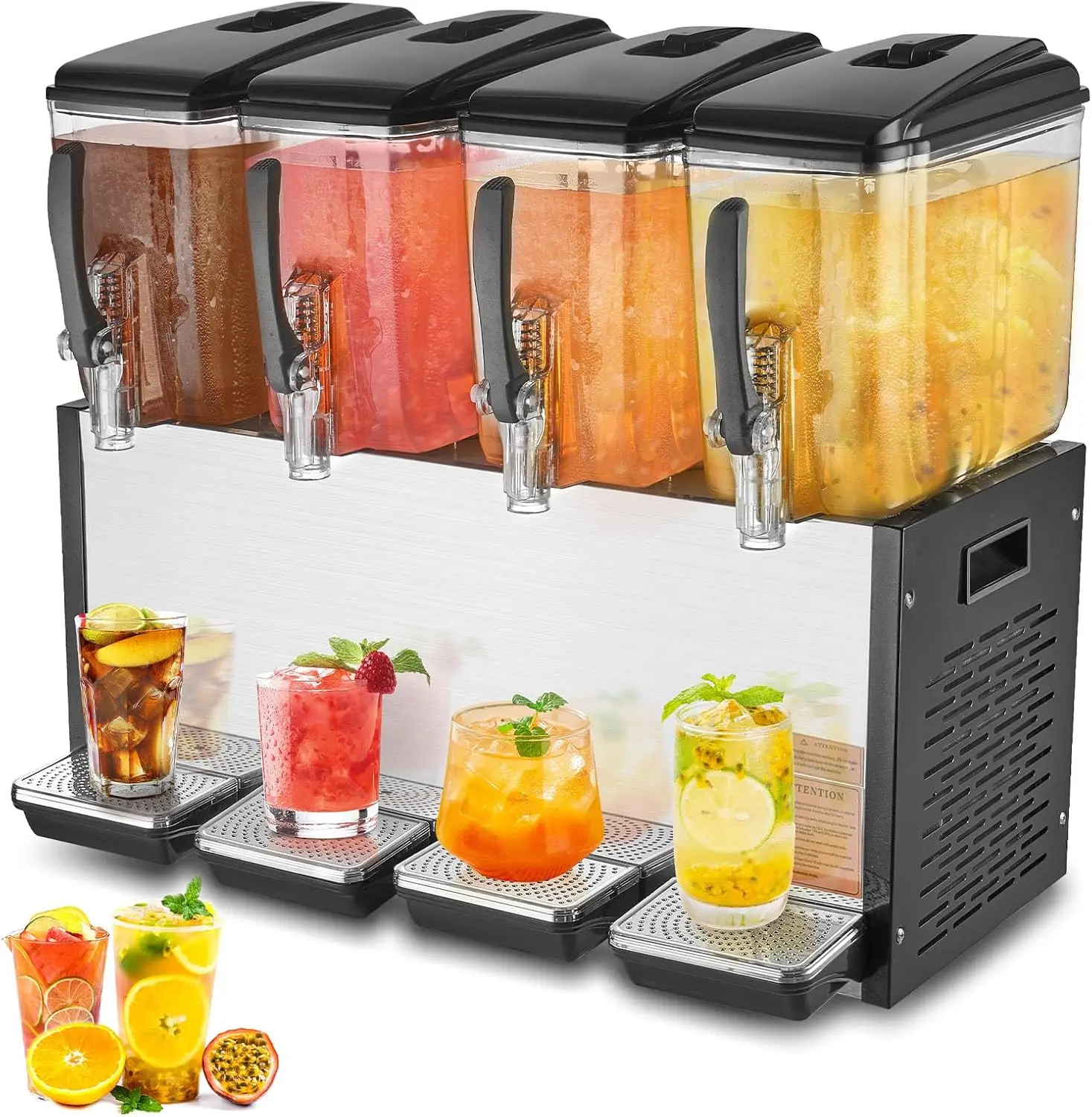 Commercial Beverage Dispenser 4 Tanks 12 L 12 7 QT Per Tank Juice Dispenser 510W Stainless Steel Ice Tea Drink Machine with 45