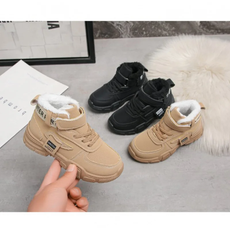 

Зимние уличные детские ботинки, теплые непромокаемые зимние ботинки для мальчиков и девочек, нескользящие термосапоги с высоким берцем на меховой подкладке