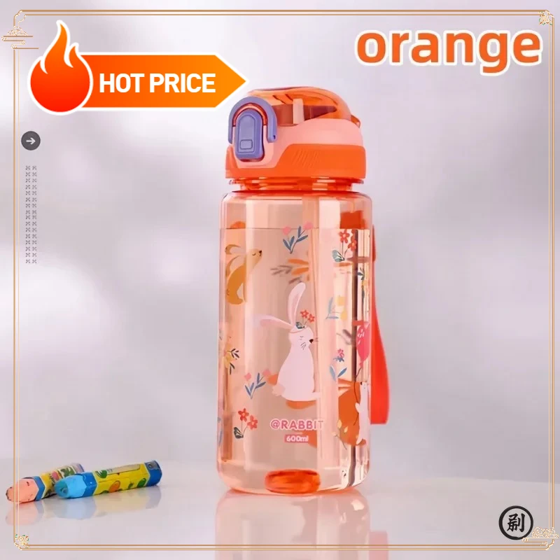 

！！600ml Dinosaur Kids Water Bottle with Silicone Straw Leakproof Plastic Sippy Cup Summer Outdoor BPA-Free Durable Water Cup254