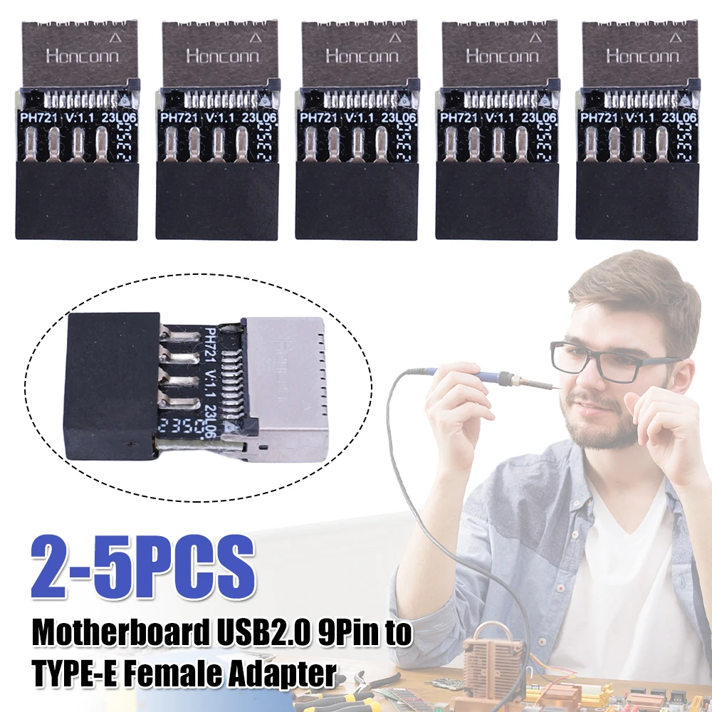 TYPE-C Socket 9-Pin USB 2.0 Extender Card Plug and Play USB 2.0 Expansion Board Motherboard Converter for  OS/Windows Linux