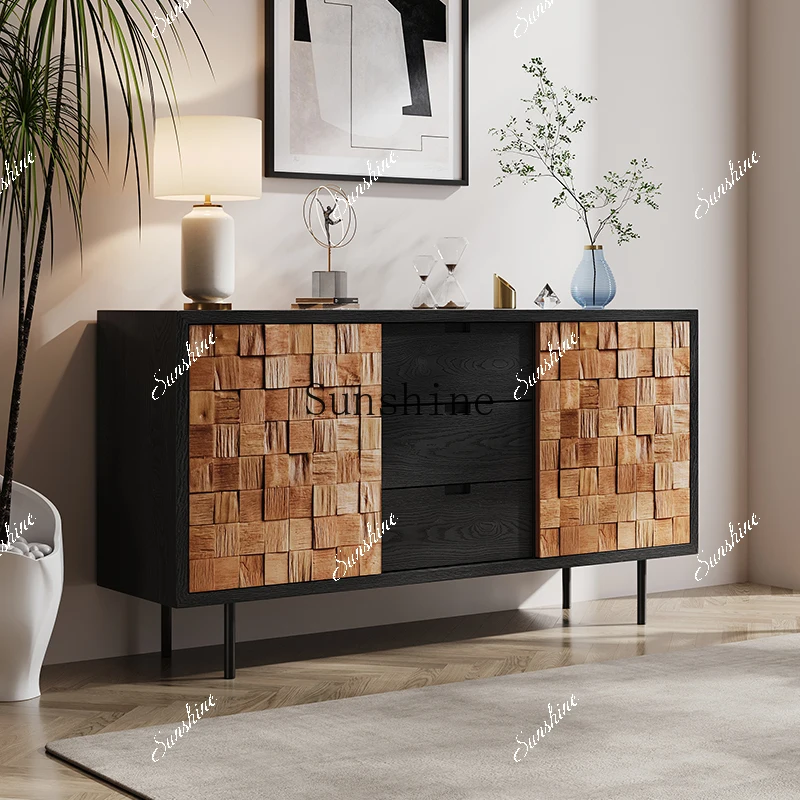 

Black log living room locker retro old B & B hotel entrance storage customization FT