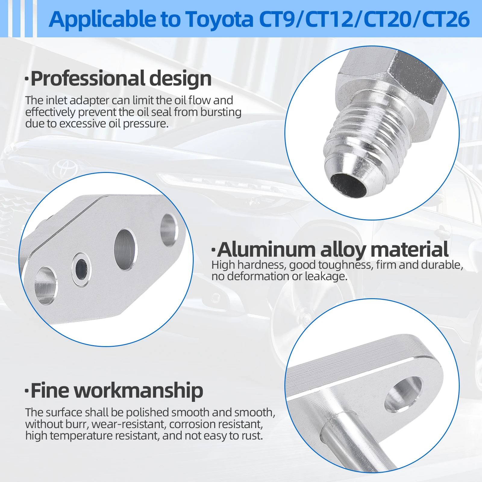 M8 x 1.25มม. เทอร์โบระบายน้ำกลับสำหรับโตโยต้า CT20 CT26 AN4 AN10 AN8