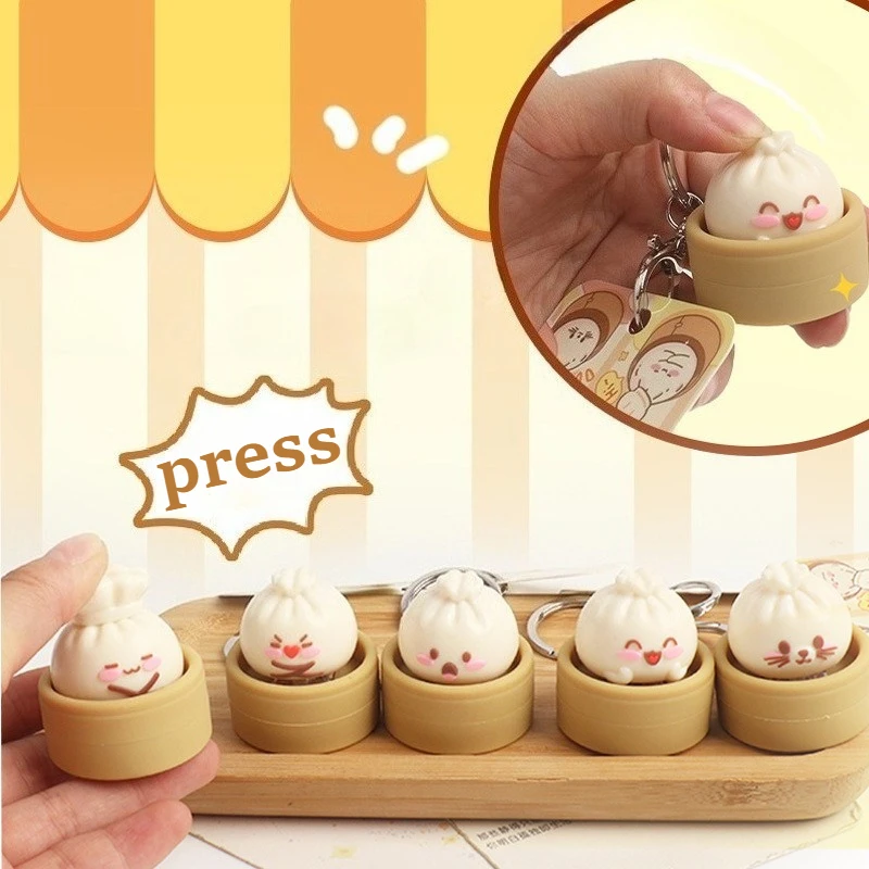 1-8PCS Cute Steamed Bun Squeeze Keychain Realistic Dimsum Design Soft Slow Rebound Decompression Fidget Stress Relief Toy image 3