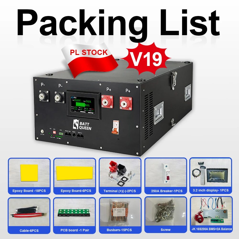 JK BMS V19 DIY Verticale Doos 48V LiFePO4 Batterij Case met 16S 200A 51.2V DIY Kits 280ah 320AH 340AH BT 2A Balancer Nieuwe