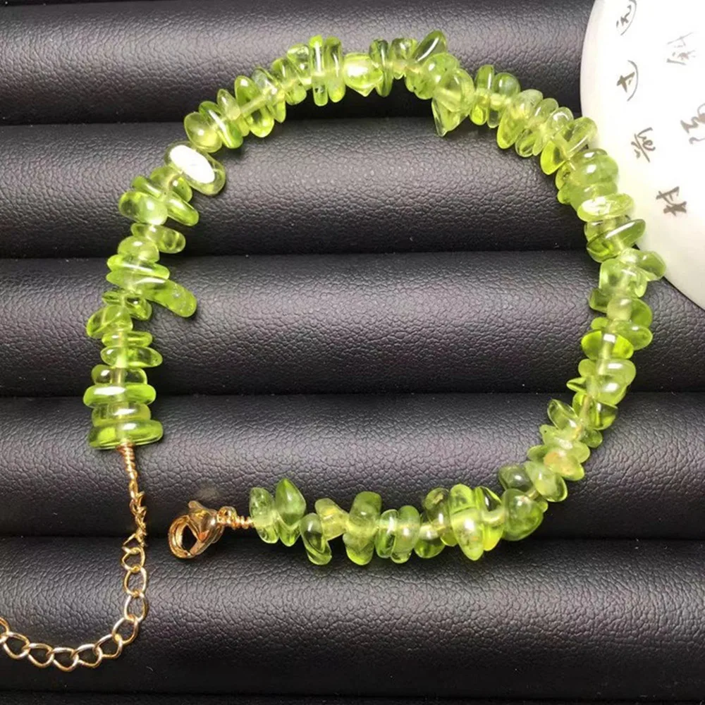 Natural Green Irregular Peridot Bead Bracelet for Women Handmade Adjustable Healing Yoga Charm Jewelry Gift Wholesale