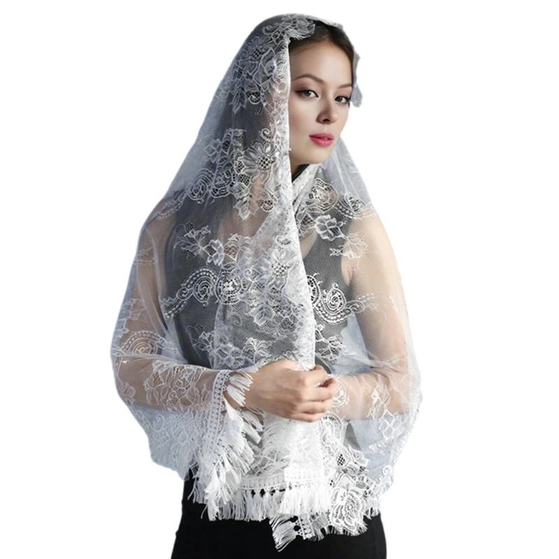 Traditional Lace Veil for Wedding Bridal Latin Mass Headscarf Veil for Women Catholic Church Mantilla Veil Headcovering