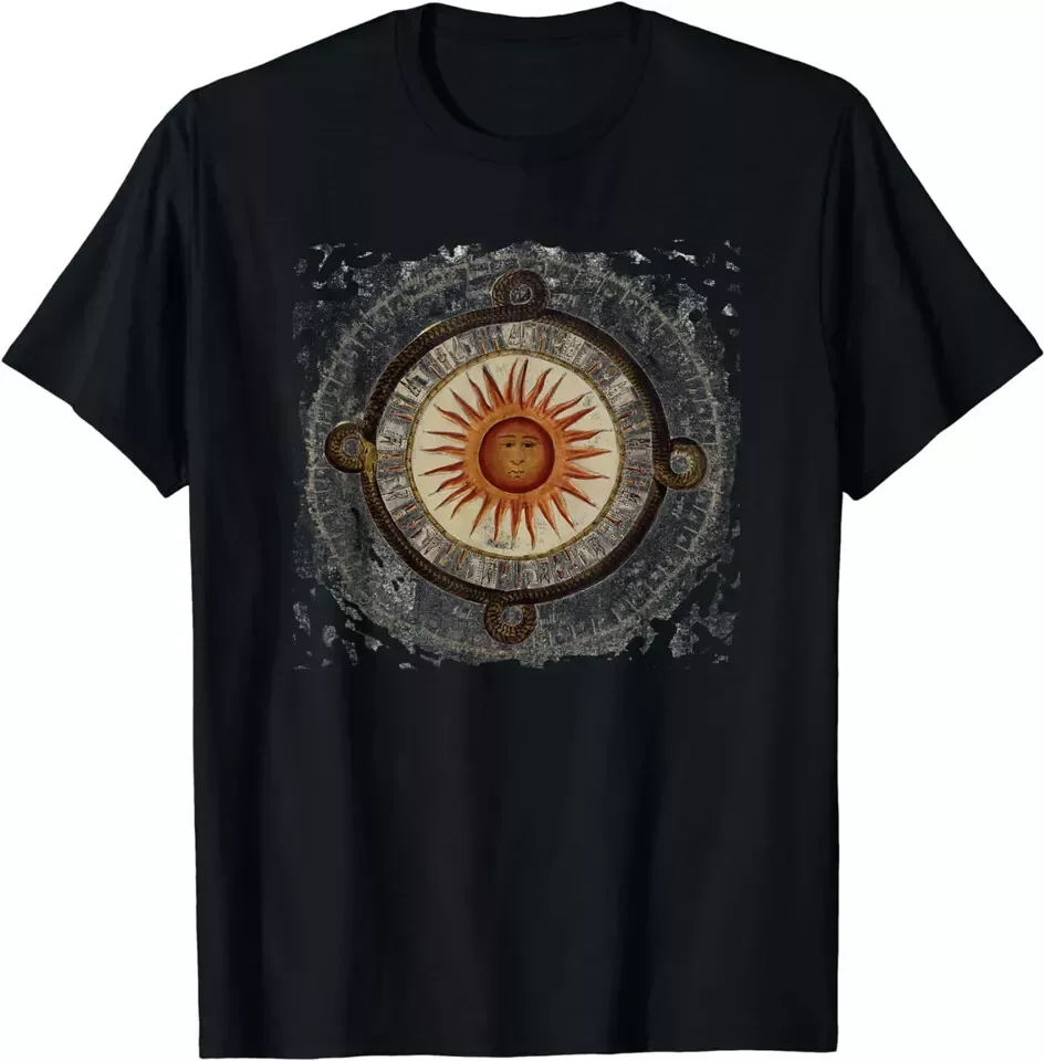 Aztec Calendar Shirt God Calender Serpent Mesoamerican  Design Best Quality Tee.