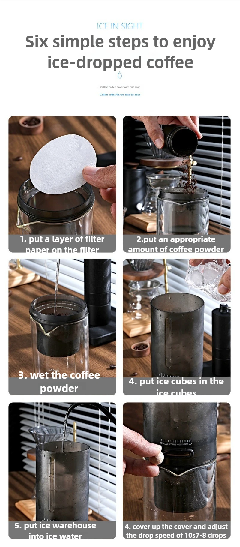 Кофейник с каплями льда, 101-500 мл, капельный фильтр, экстракционный горшок, коммерческая бытовая кофемашина для ручного заваривания, капсульная кофемашина