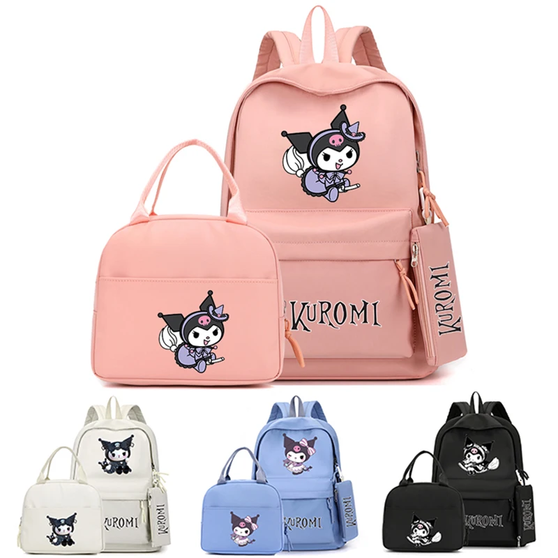 

3Pcs/set Sanrio Kuromi Backpack for Girl Boy Teen Student School Rucksack Anime Lunch Bag Back To School Knapsack Women Mochilas
