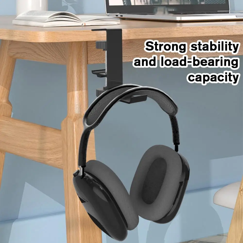 Metal Earphone Holder Hook Under Desk Headphone Stand Headset Hanger Adjustable Non Perforated Earphone Hook Bracket