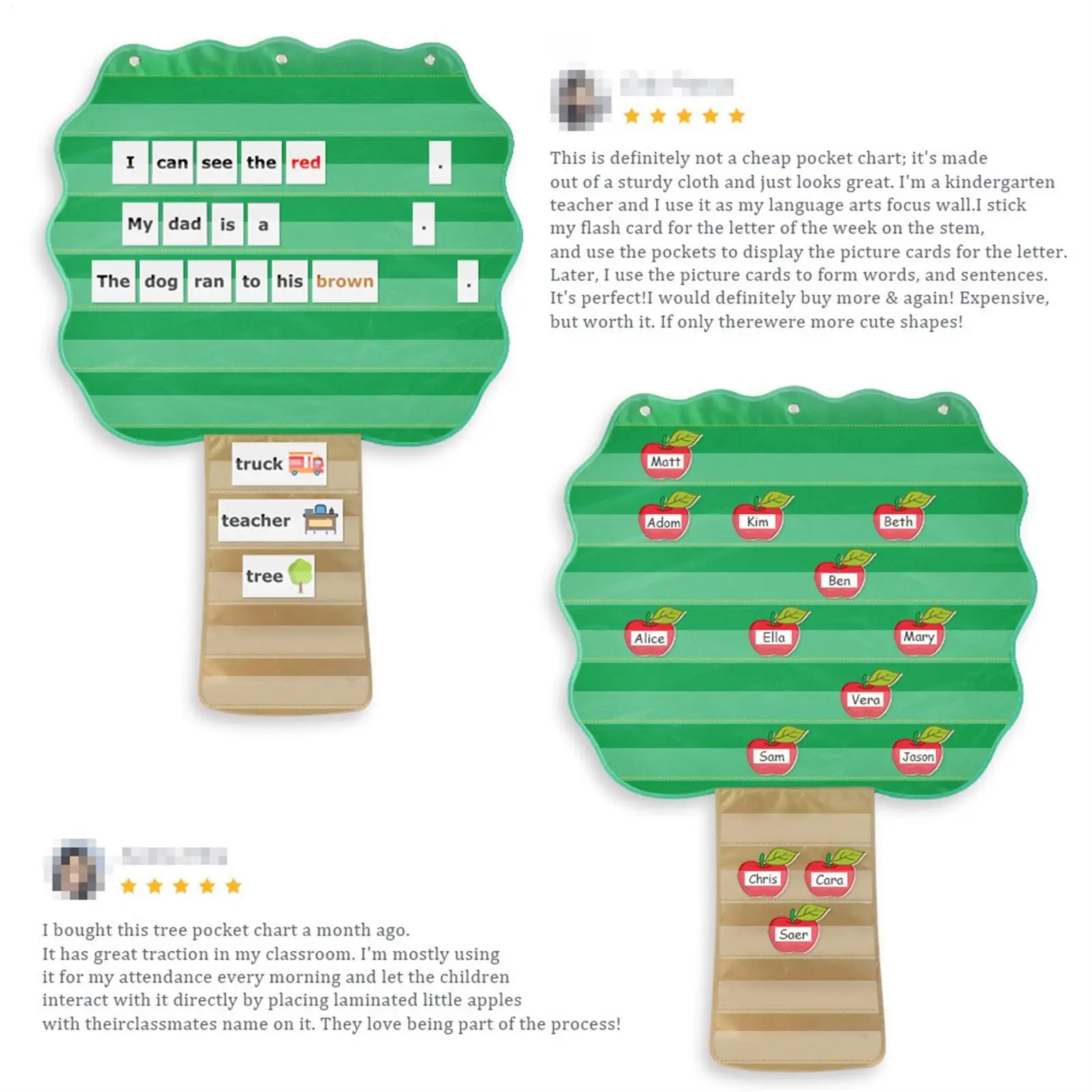 Tree Pocket Chart Visual Schedule Home Chart Routine Cards Sheet Sentence Construction, Event Sorting, Word Recognition Tree