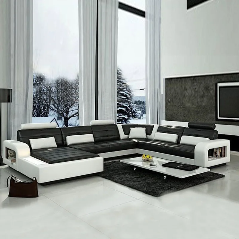 

Creative Modern And Simple Living Room Corner U-shaped Combination Fashionable And Personalized Leather Sofa Ly01