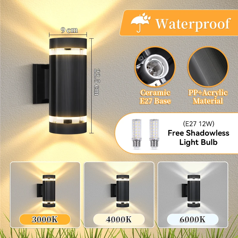 Mur LED lampe E27 ampoule douille étanche lumière décorative intérieure extérieure mur LED lumières 