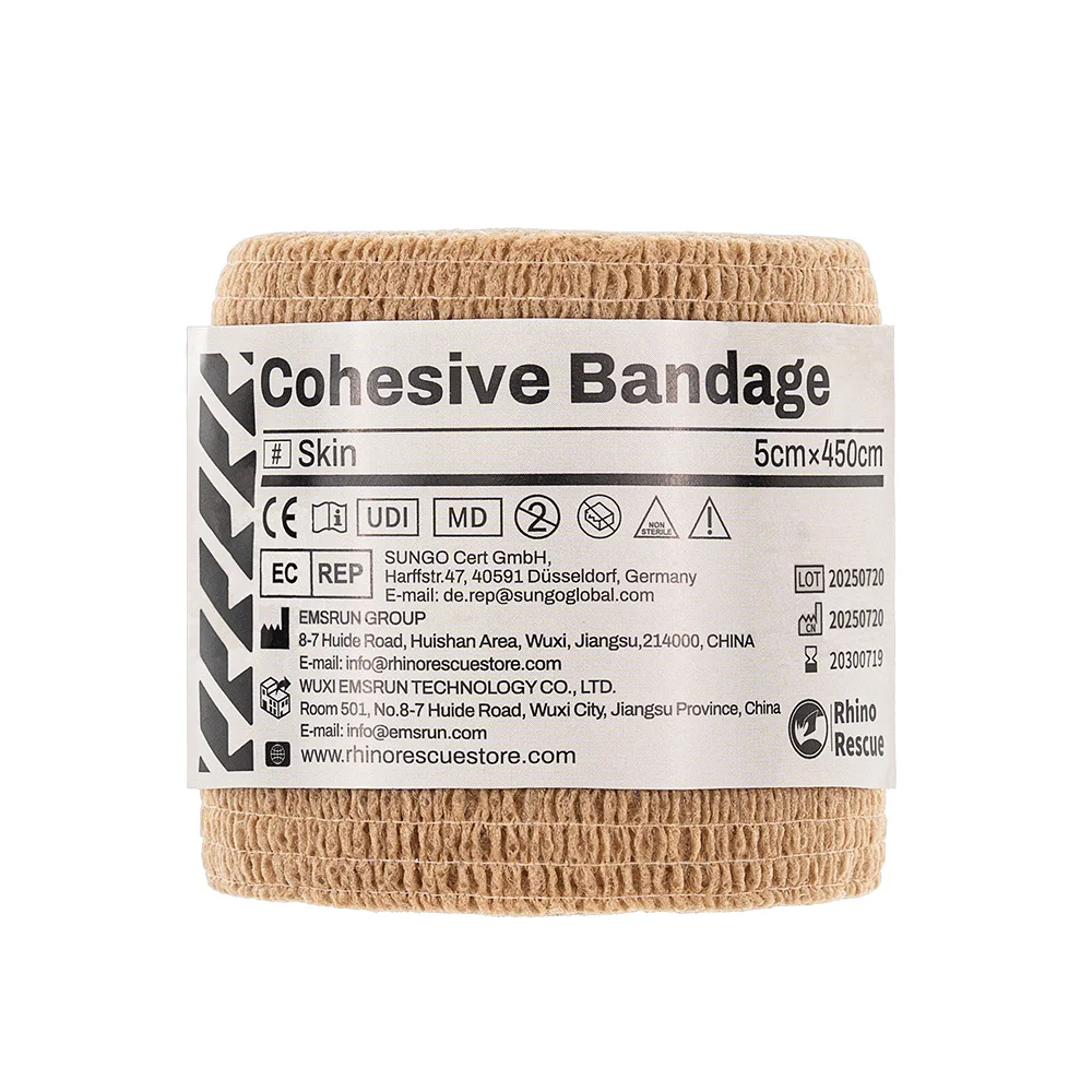 Rhino Rescue Self Adhesive Sports Tape, 5cm X 4.5m Elastic Wrap, 6 Pack for Wrist Ankle Support & Camping Gear Fixing