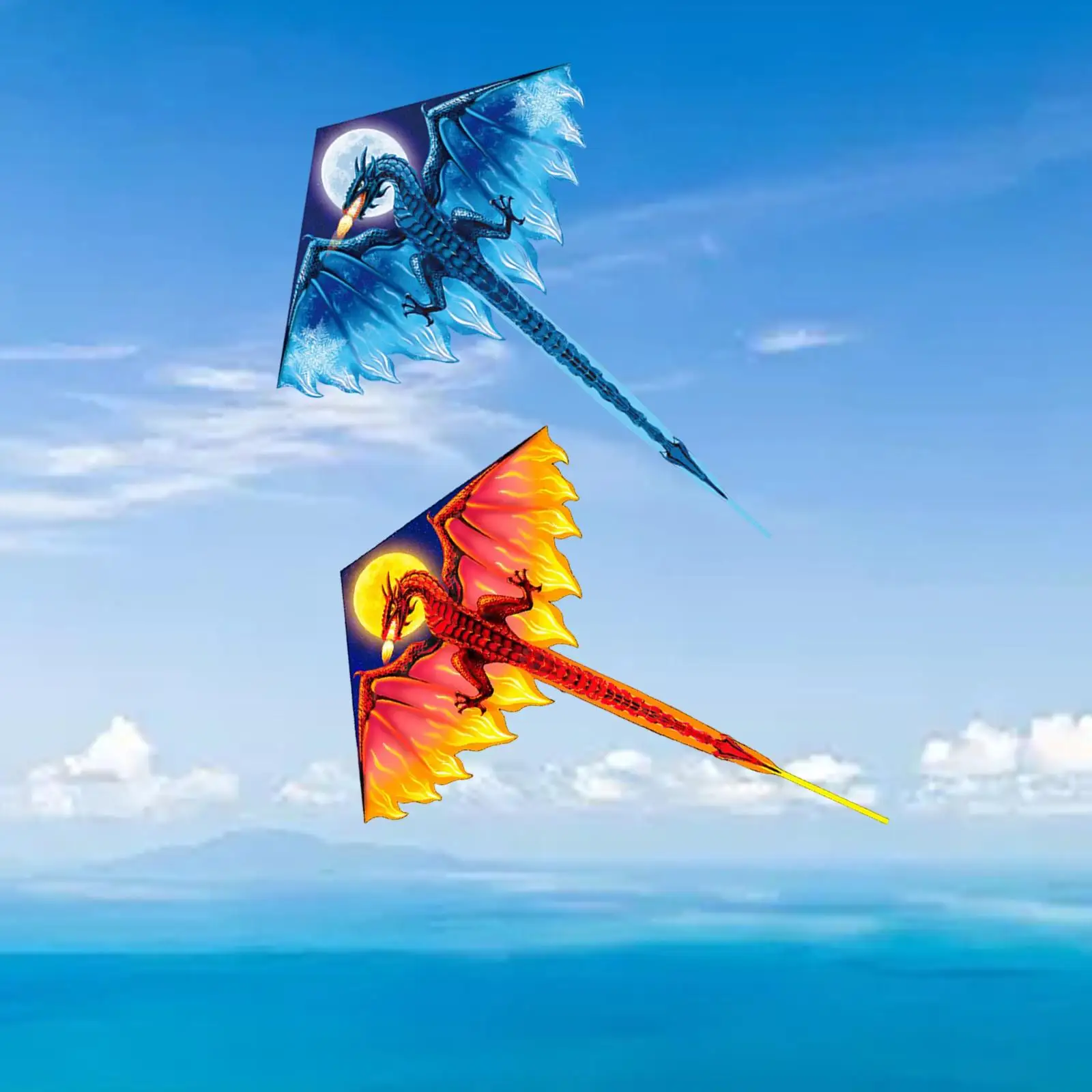 Large Spring Kite ice to Fly Colorful 3D dragon Animal for Spring Beach outdoor Adults