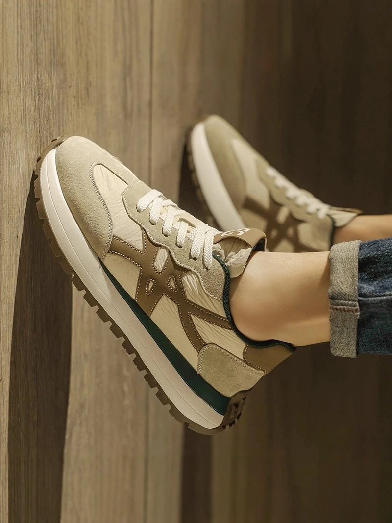 

Men's Summer 2026 Fashionable Sports Running Shoes Waterproof Leather Surface Thick Bottom Casual Sneakers Versatile Trendy B...