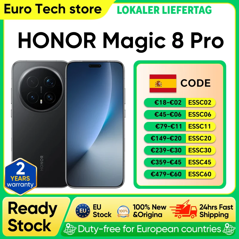 Versión UE HONOR Magic 8 Pro 5G Smartphone Snapdragon 8 Elite Gen 5 200MP AIMAGE 6270mAh 100W 6.71» OLED NFC eSIM Honor
