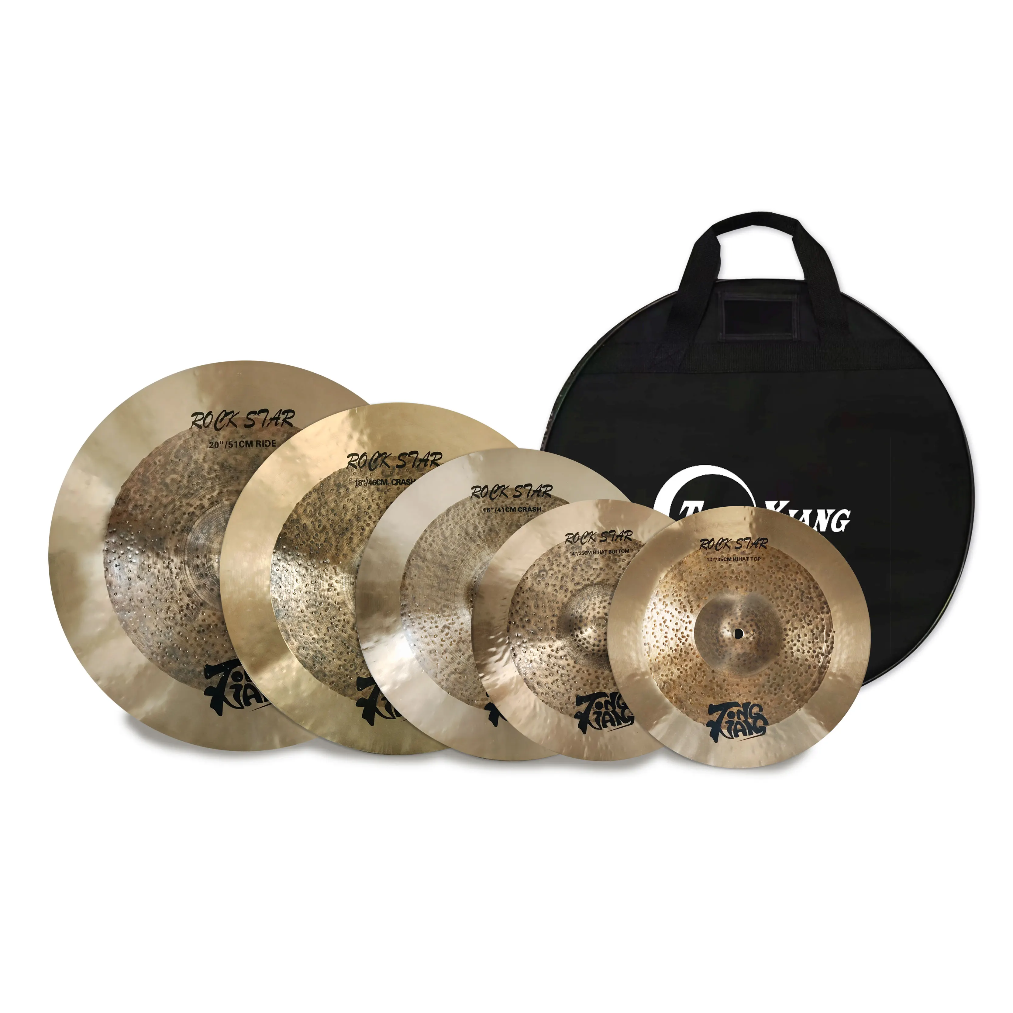 Popular B25 Bronze Rock Star Series 14inch 16inch 18inch 20inch Cymbal Set With Bag For Drums
