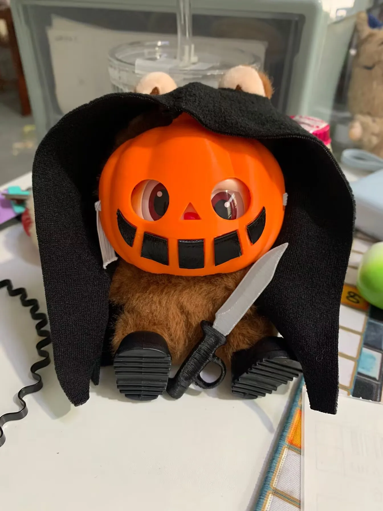 

17cm Labubu DIY Terror Mask Halloween Set Vinyl Doll Accessories Spooky Decoration Dolls, Horror Cosplay Gift Collection