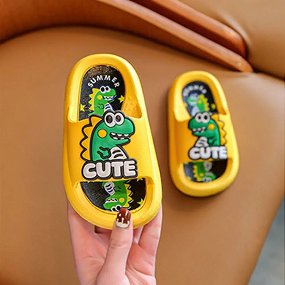 Cartoon Cute Dinosaur Slippers Platform PVC Cartoon Animal Slippers Solid Color Anti Slip Children's Bathroom Sandals