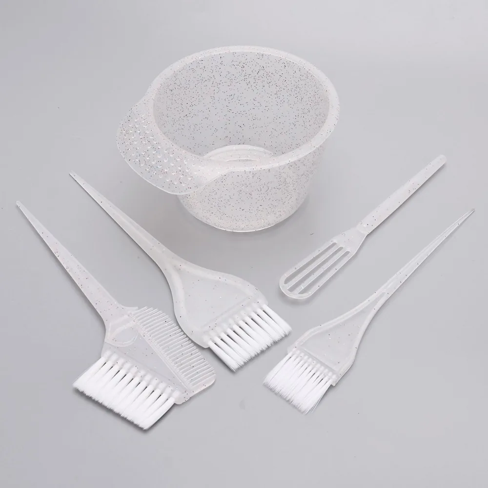 

5Pcs/Set Hairdressing Professional Hair Dyeing Kit Hair Coloring Tail Comb Hair Color Dye Bowl Applicator Tools Bleaching