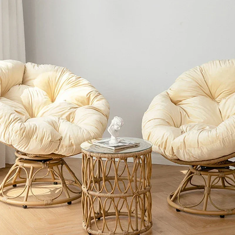

m Recliner Scandinavian Style Papasan Chair Nordic Garden Casual Chair Woven Rattan Lazy Sofa Outdoor Leisure Chair l