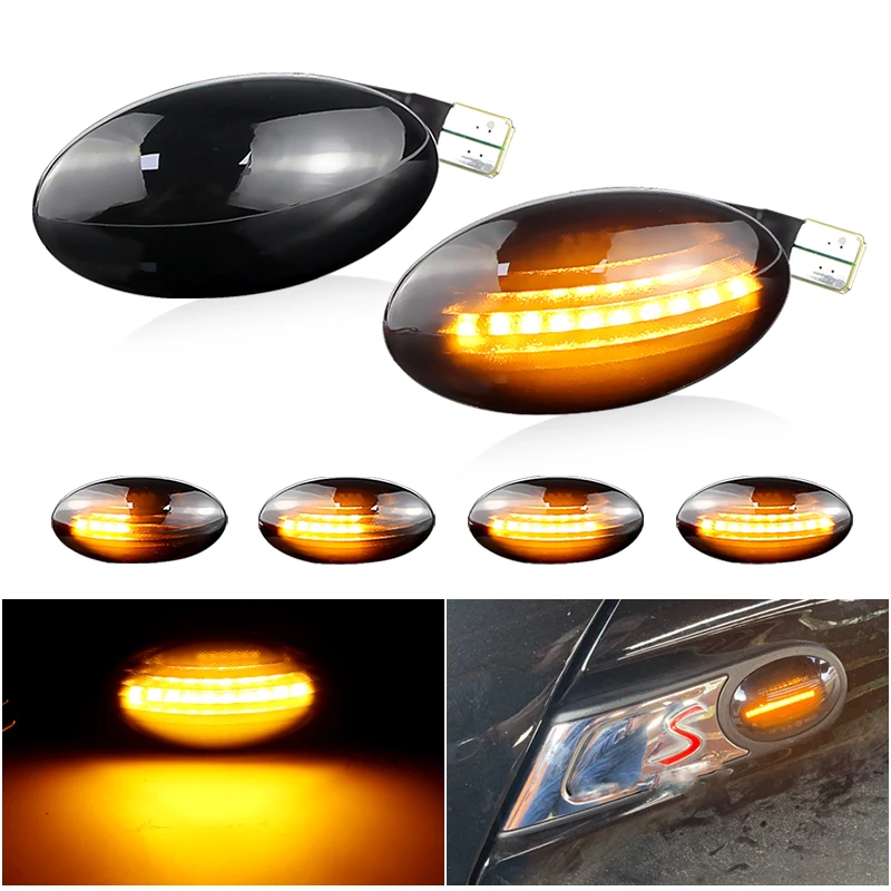 2pcs LED Sequential Blinkers Dynamic Side Fender Marker Lights For Mini Cooper R50 02-06 R52 04-08 R53 02-06 Turn Signal Lamps