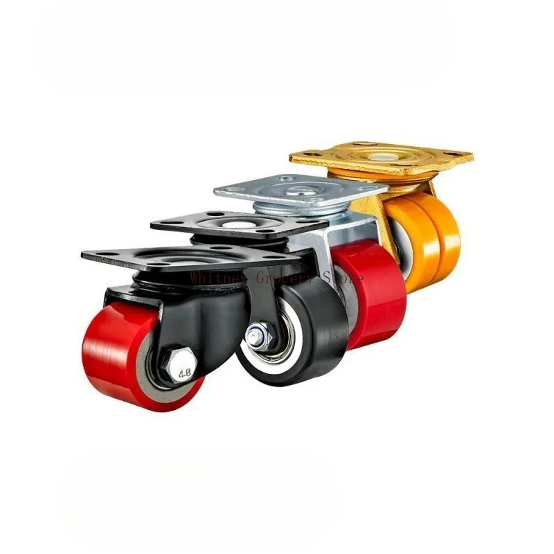 1pc-3inch High Load-bearing Iron Core Polyurethane Pu Universal Wheel/screw M16 Wear-resistant Silent Double Bearing Wheel