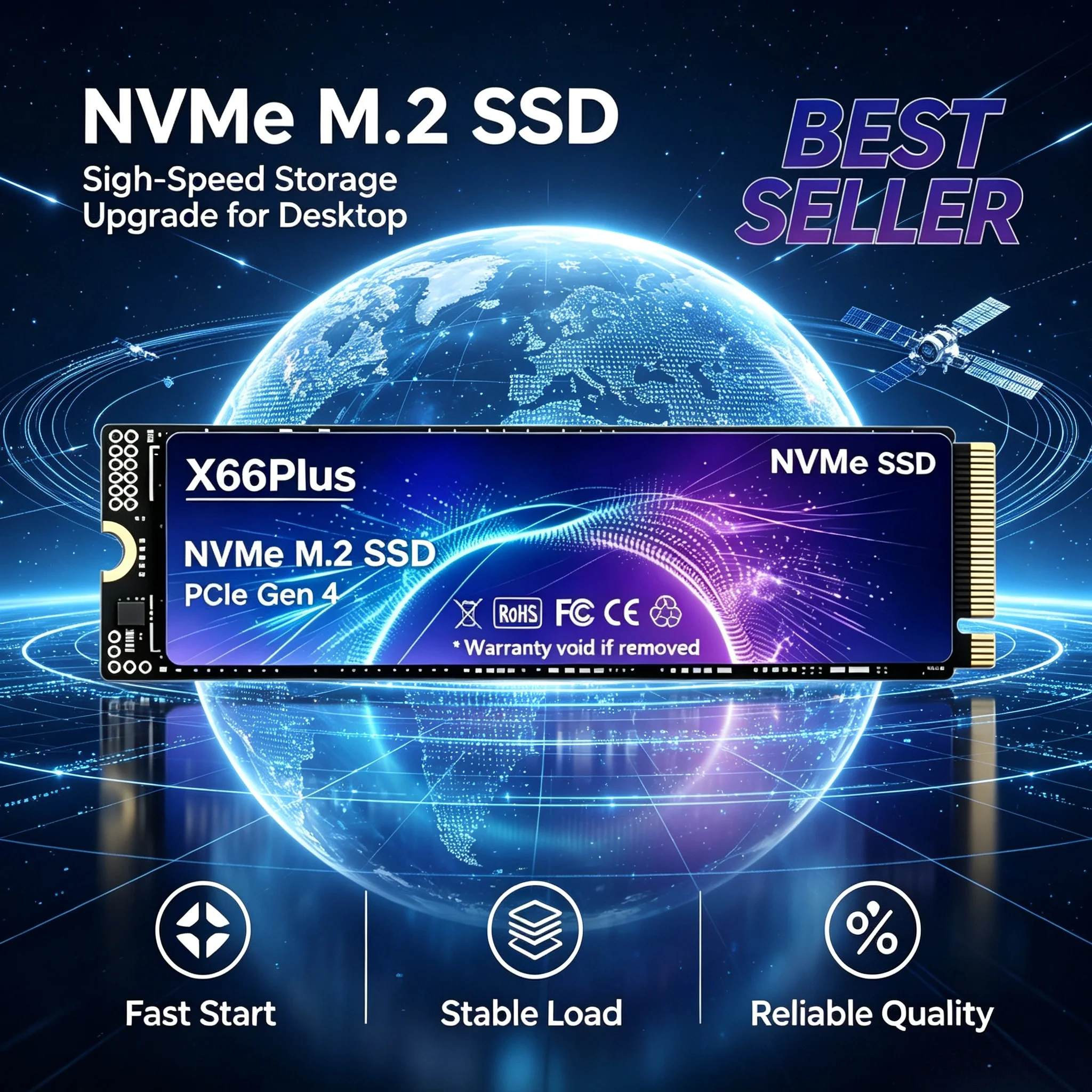 New High Speed X66Plus Fast Speed M2 NVMe PCIe Gen4 SSD 500GB 1TB 2TB 4TB Embedded Solid State Drive for Game Work PC Laptops