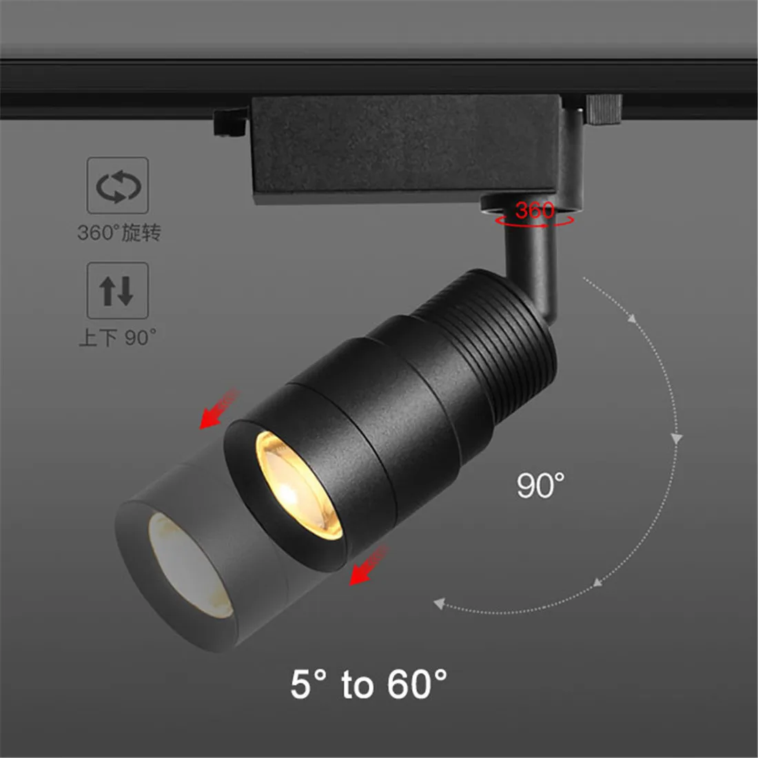 Imagem -03 - Projectores de Teto Ajustáveis com Ângulo de Feixe Estreito Foco Led Luzes Zoomable Track Preto e Branco ° ° ° 10 ° 3w 7w 12w