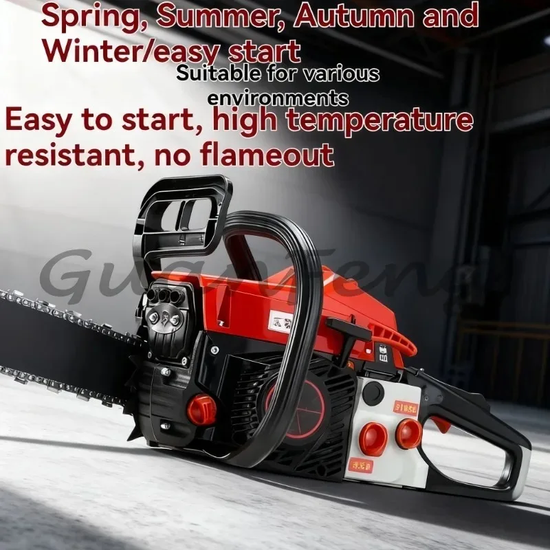 Professional Four-stroke Pneumatic Chain Saw, High-power Easy-start Handheld Logging Machine for Tree Felling Work