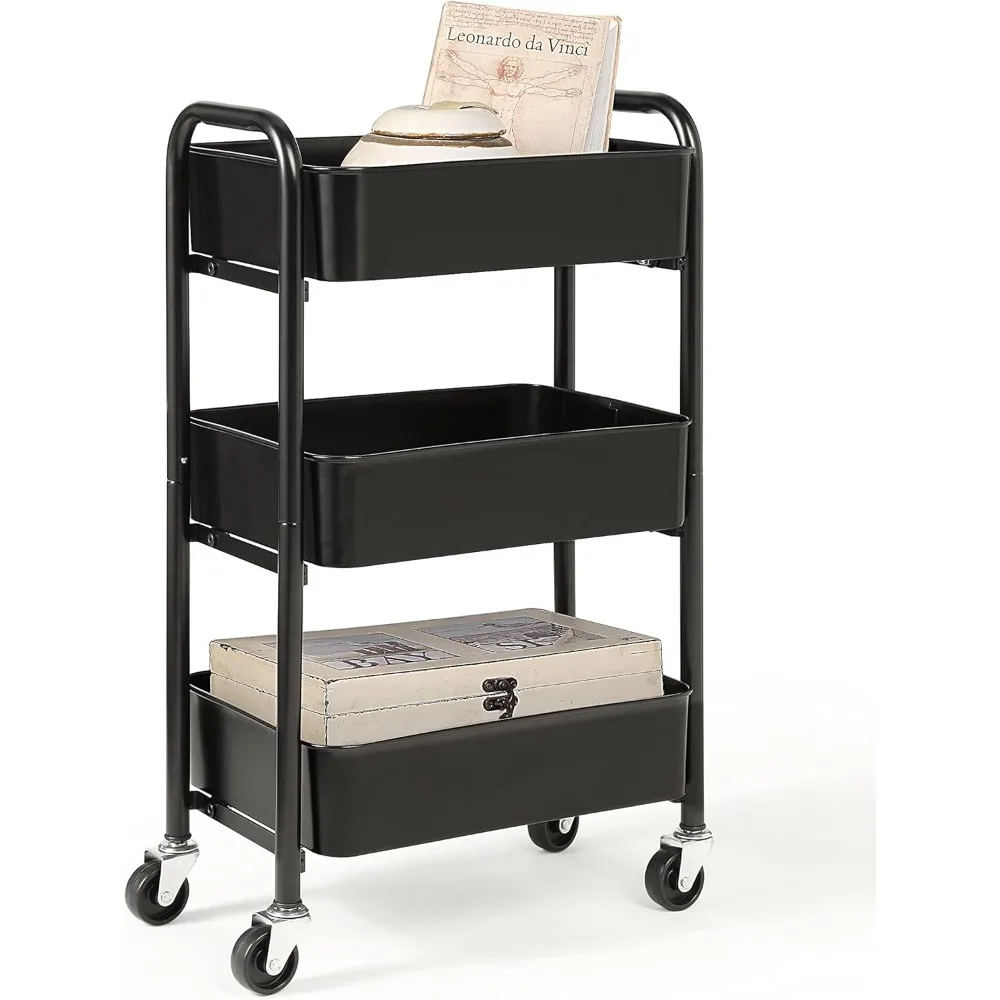 

3-Tier Delicate Compact Rolling Metal Storage Organizer (15.35" X 10.24" X 26.8"H)