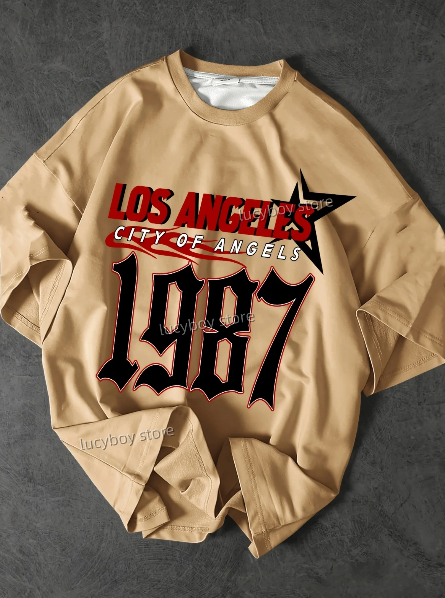 

new Men losangeles 1987 Print American Style T-Shirt Man Short Sleeve O- Neck sport Tee Vintage Basketball T-shirt Men Clothes