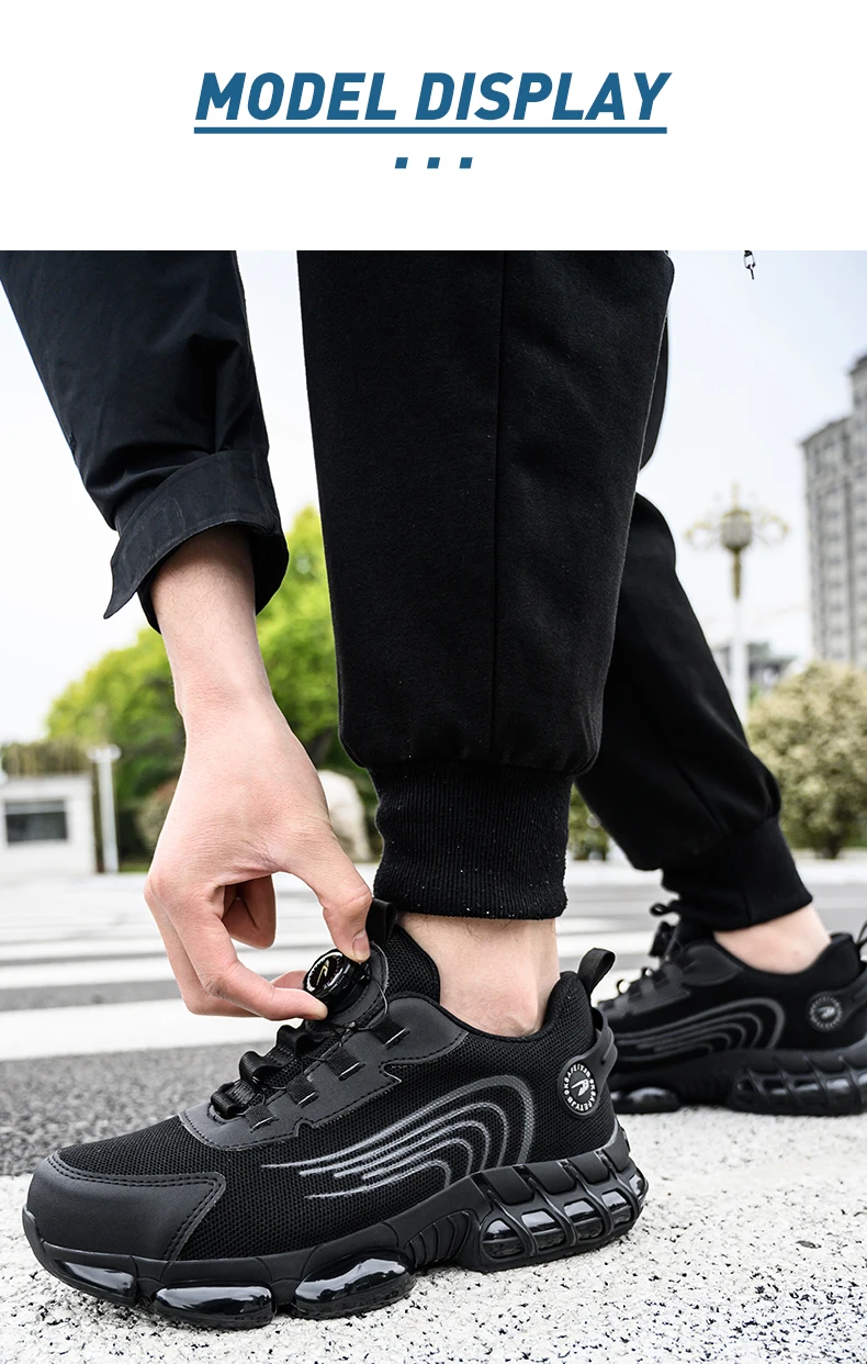 Rotierende Knopf Sicherheitsschuhe Männer Stahlkappe Sneaker Air Kissen Arbeit Mann Pannensichere Arbeitssicherheit Industrielle Schutzschuhe – Detail 18
