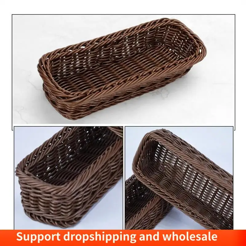 

AA86 Woven Baskets 2Pcs Small Woven Storage Basket For Tabletop Organizing Silverware Cutlery Jar Holder Woven Basket
