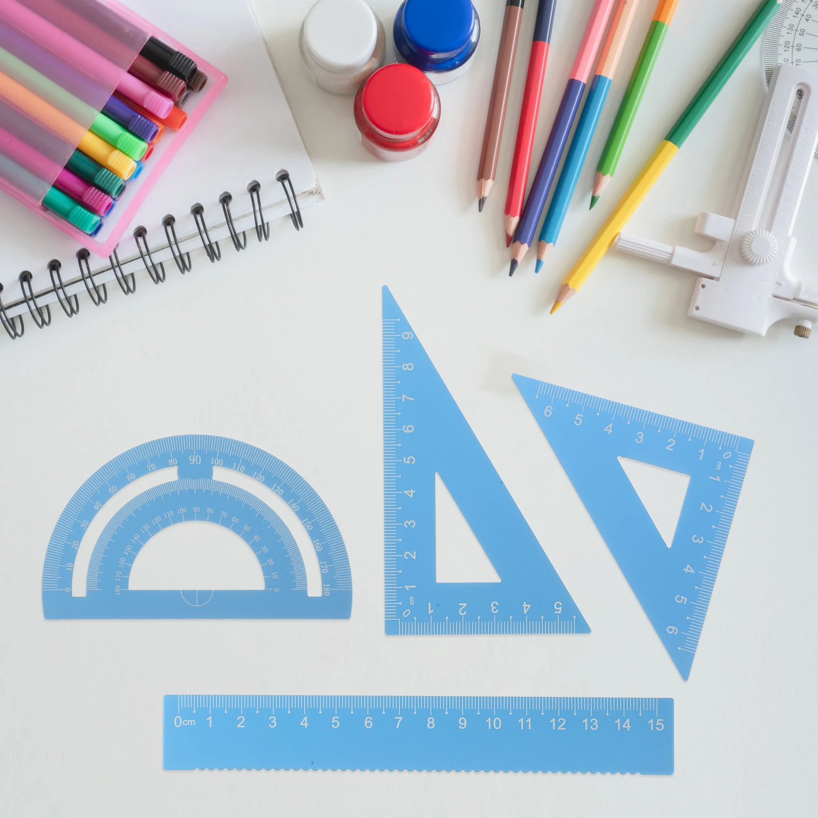 

1 set Multifunctional Mathematical Protractor Tools Geometry Ruler Kit for Drawing Measuring Classroom Office Home Use Ergonomic