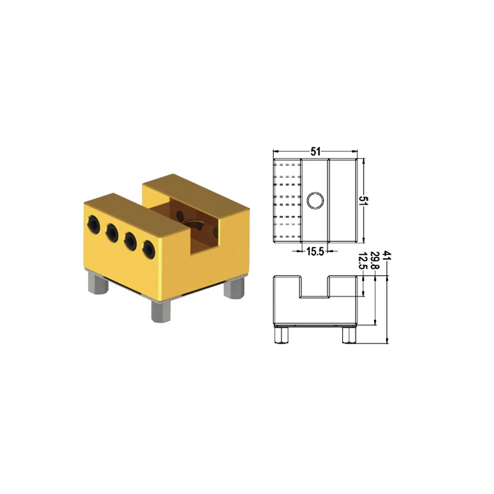 Brass chuck series U15 U20 U25 cnc machine rectangular slotted brass edm electrode holder slotted brass electrode holder