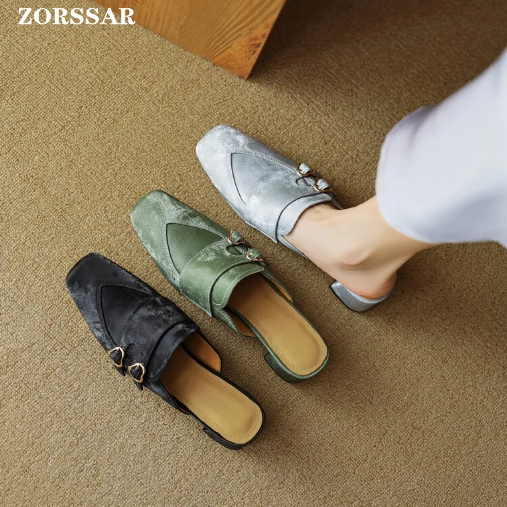 

Slippers Mules Shoes Women 2025 New Style Outer Wear Flat Shoes Muller Lazy Shoes Vacation Beach Leisure Half-Drag Women